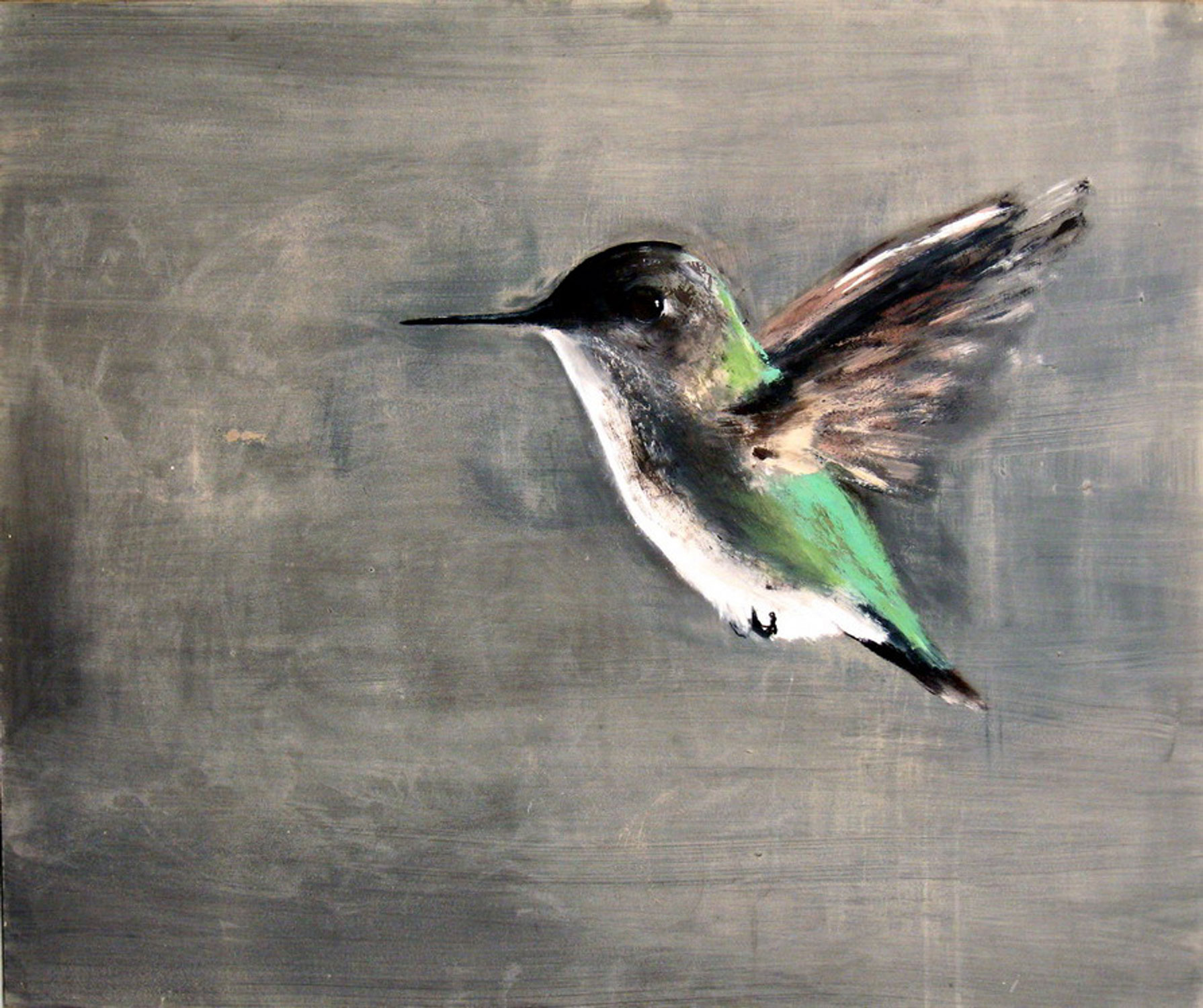 Emerald Flight (2011), Mischtechnik auf Hartfaser, 100x120 cm, Privatsammlung