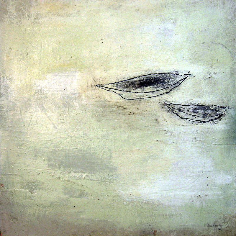 Beisammen (2008), Mischtechnik auf Hartfaser, 50x50 cm, Privatsammlung