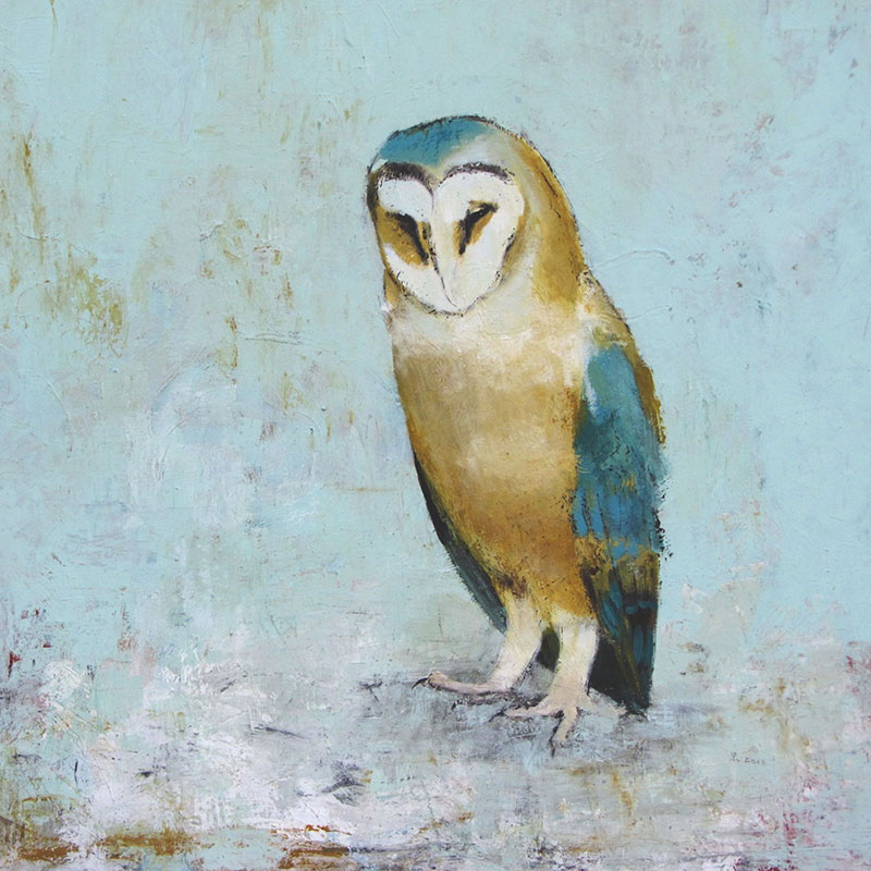 Eule (2013), Mischtechnik auf Hartfaser, 100×100 cm, Privatsammlung Eule (2013), Mischtechnik auf Hartfaser, 100x100 cm, Privatsammlung
