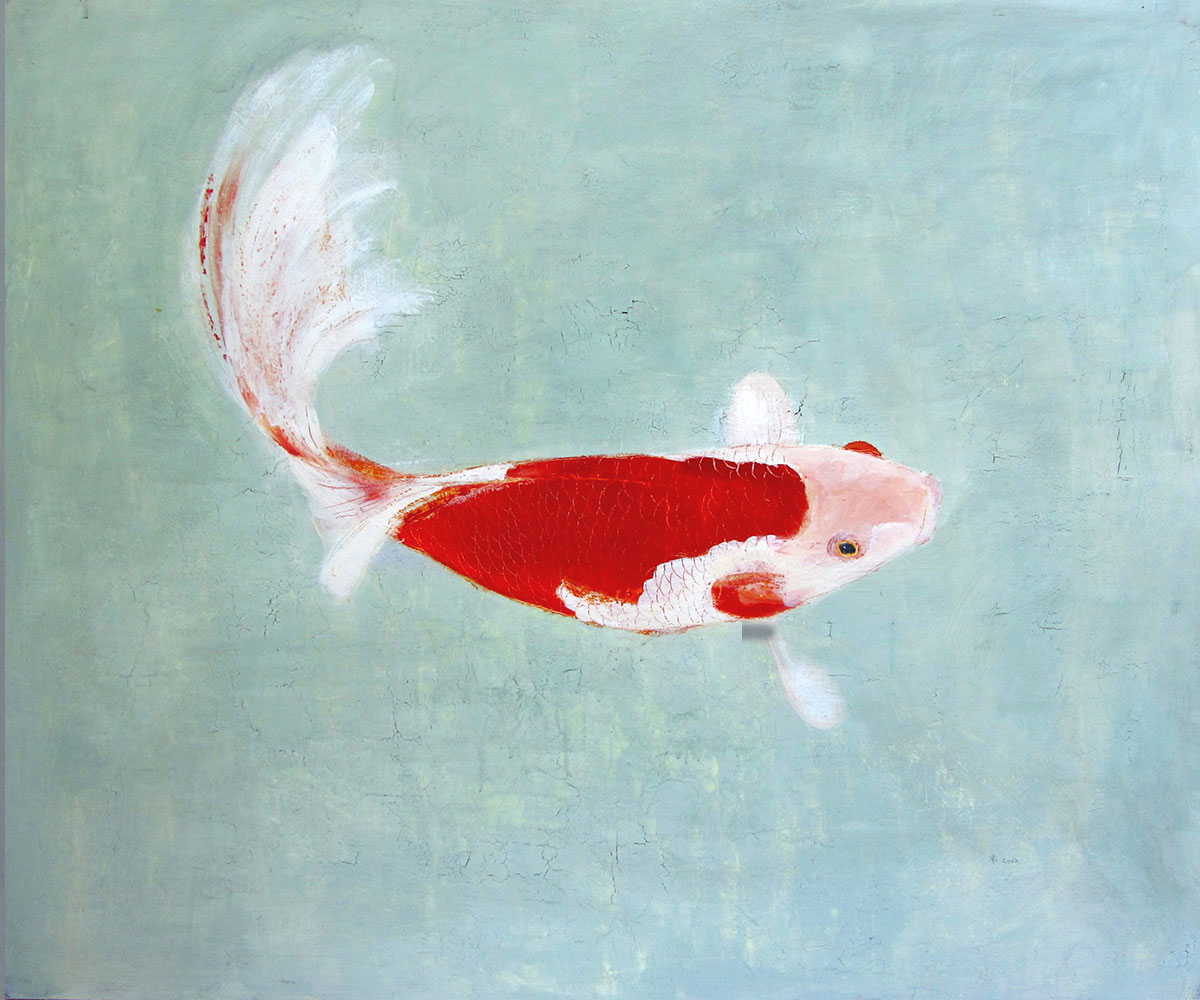Goldfisch (2013), Mischtechnik auf Hartfaser, 100x120 cm