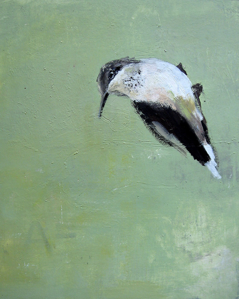 Kolibri (2009), Mischtechnik auf Finnpappe, 60x50 cm