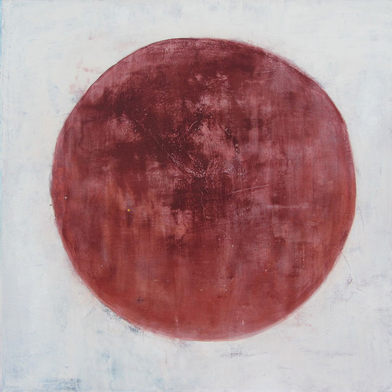 Solarplexus (2013), Mischtechnik auf Hartfaser, 100x100 cm, übermalt