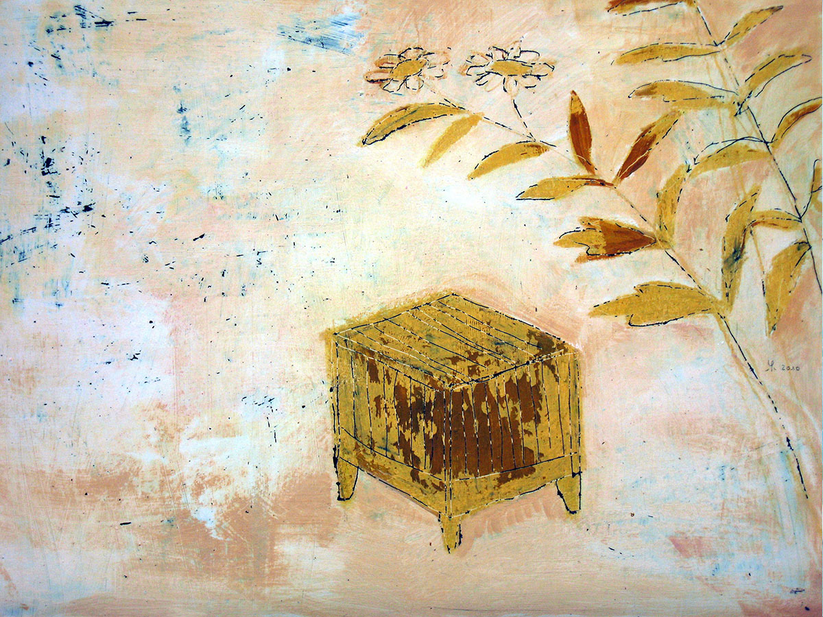 Sommerliches Bild (2010), Mischtechnik auf Hartfaser, 60x80 cm